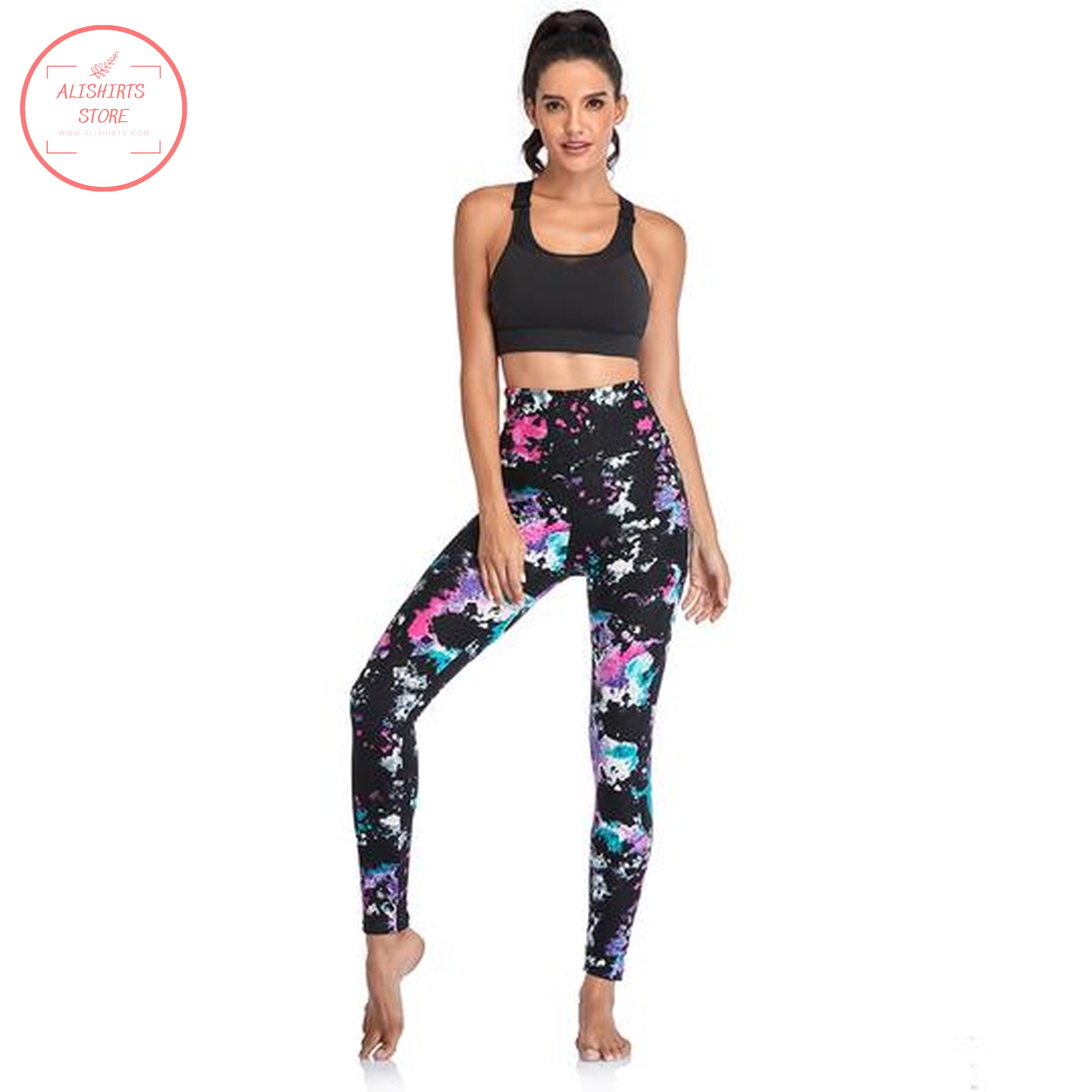 Blue and Pink camo legging