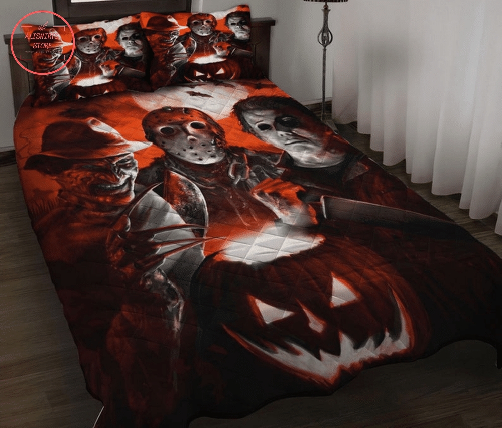 Halloween horror characters pumpkin bed set