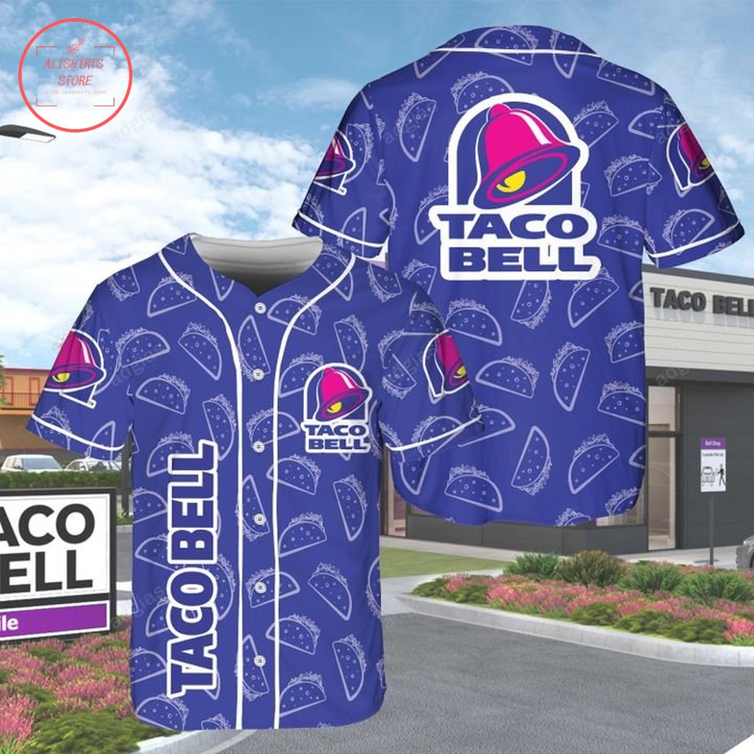 Blue Taco Bell baseball Jersey