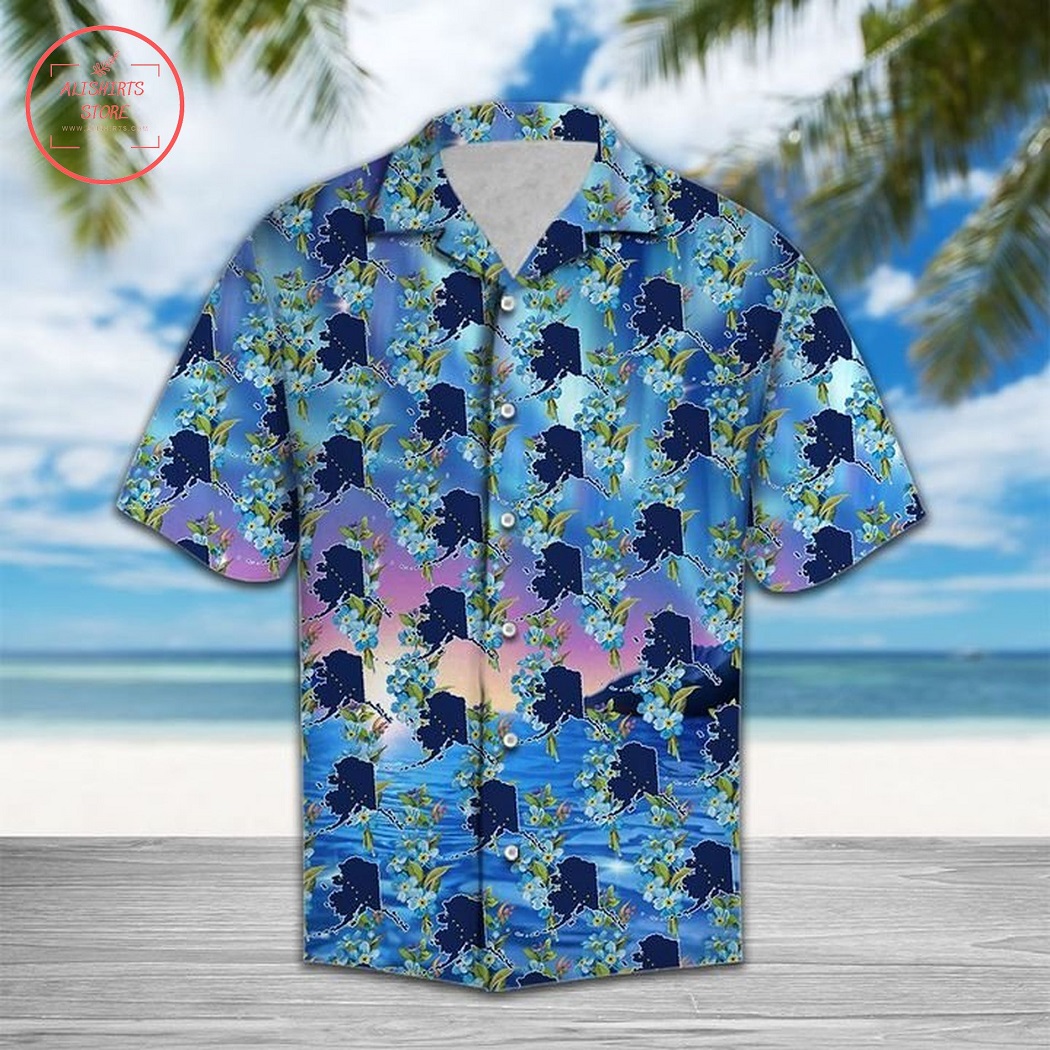 Alaska Aurora Lights Flower Hawaiian Shirt