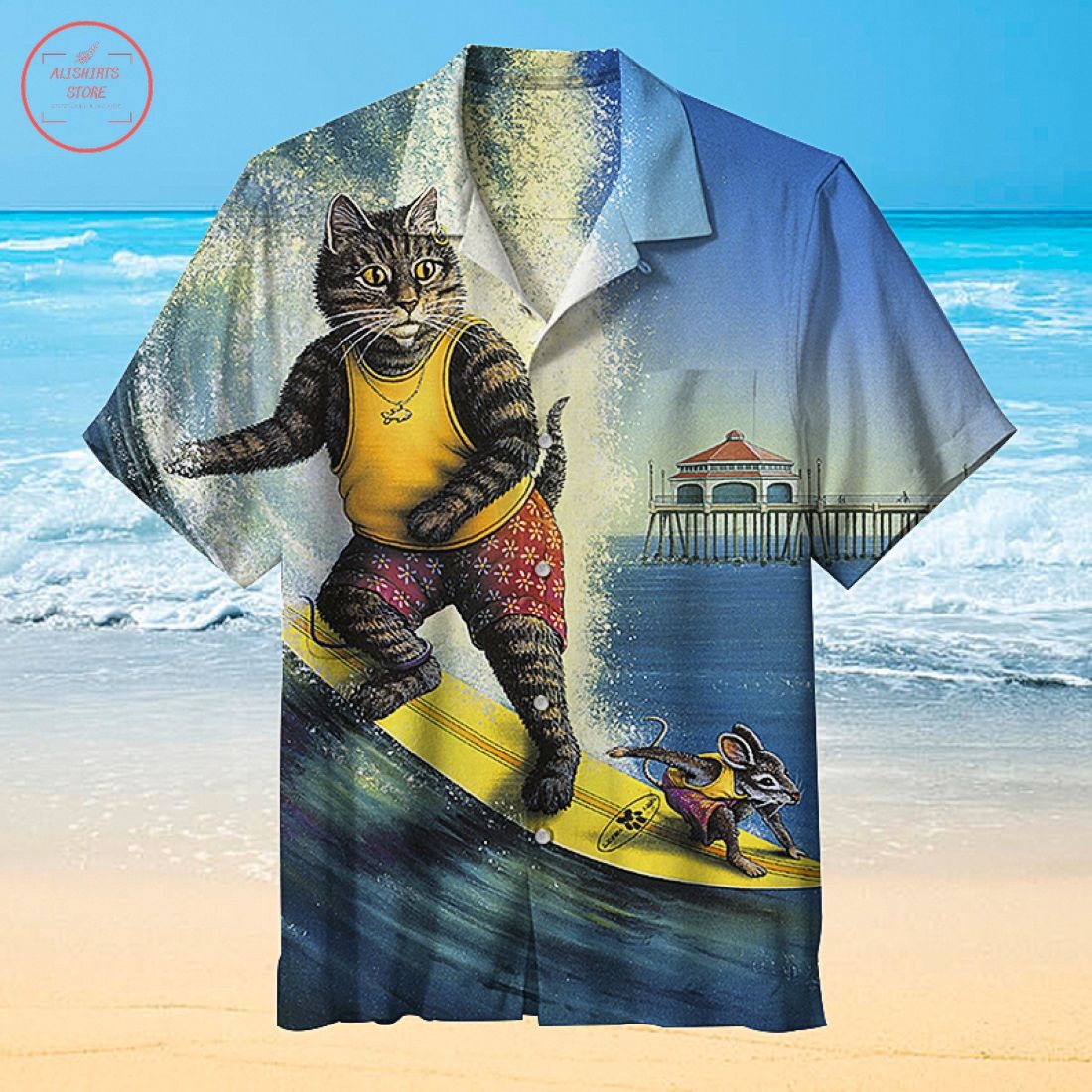 Amazing Cat and Mouse Surfing Hawaiian Shirt