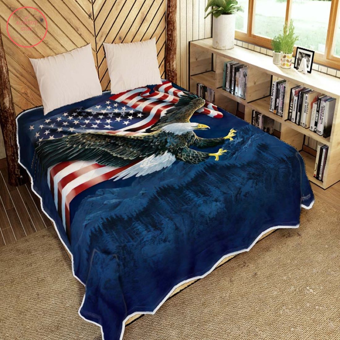 American Flag Eagle Fleece Blanket