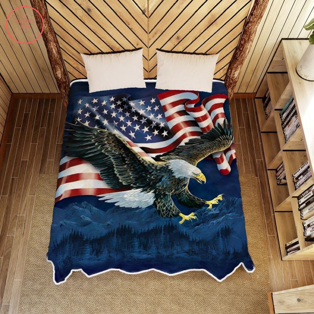 American Flag Eagle Fleece Blanket