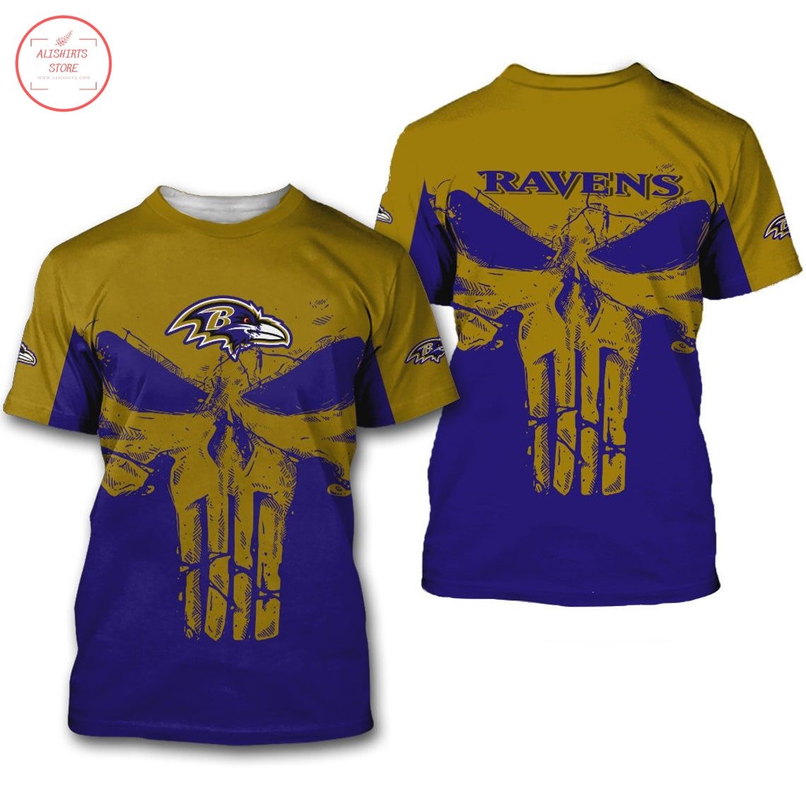 Baltimore Ravens NFL Punisher Skull Shirt