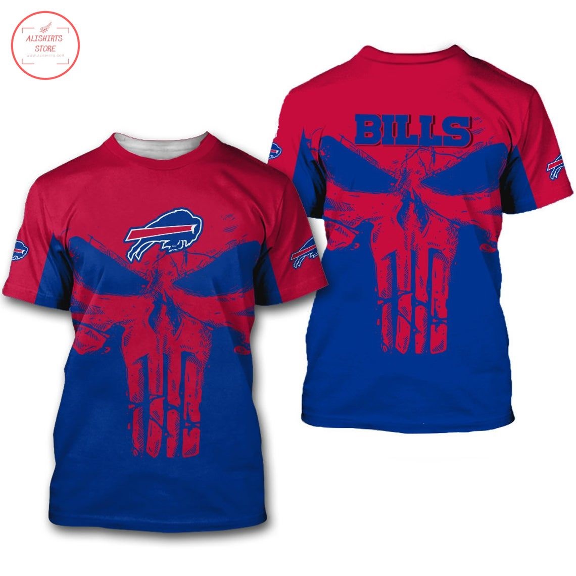 Buffalo Bills NFL Punisher Skull Shirt