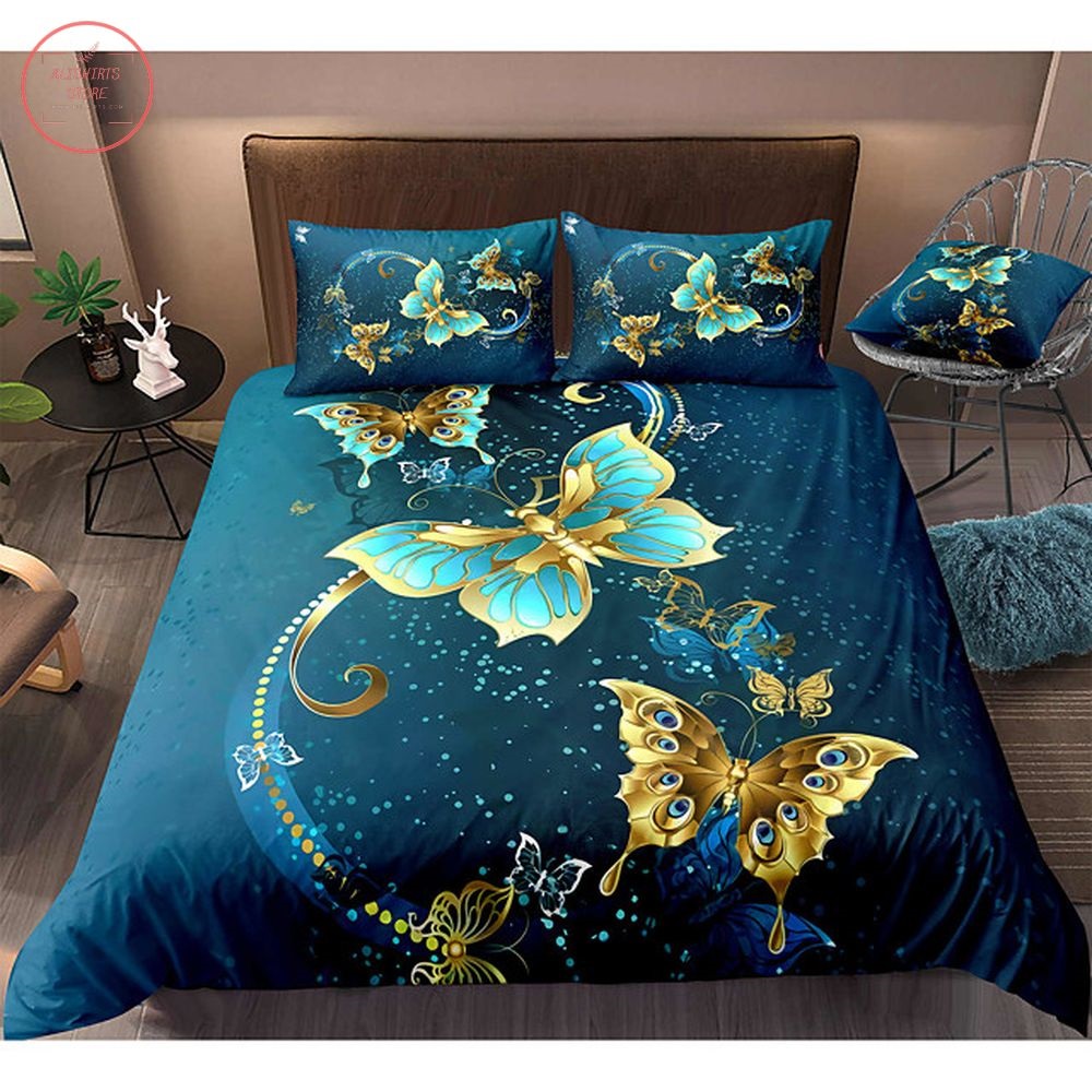 Butterfly Print 3-Piece Duvet Cover Set Hotel Bedding Sets