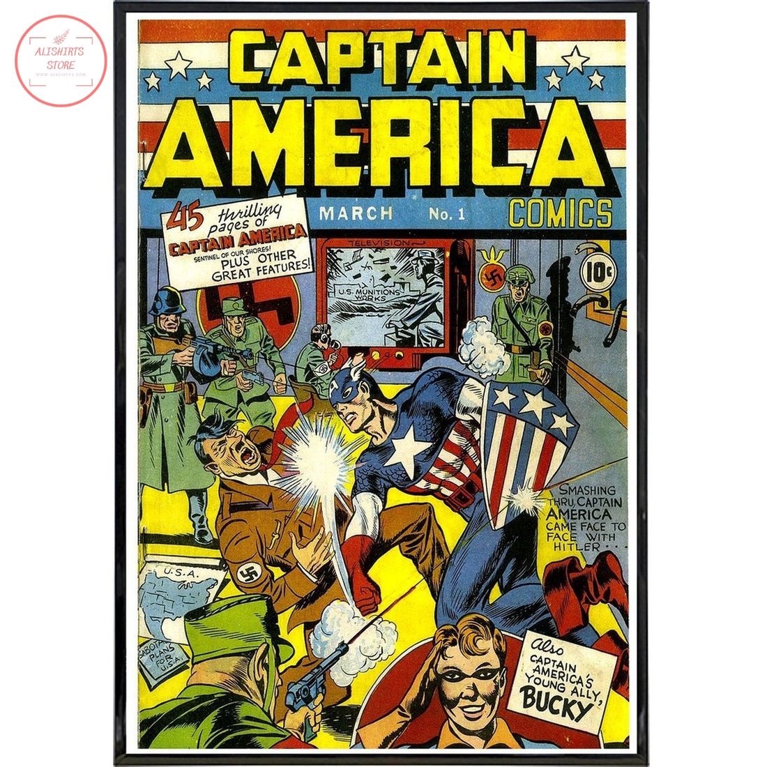 Captain America No.1 Comic Canvas Wall