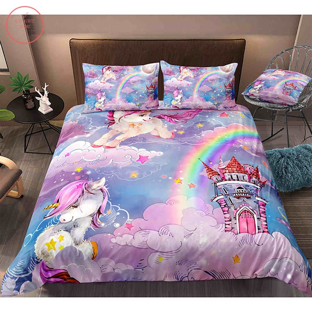 Cartoon Unicorn 3-Piece Duvet Cover Set Hotel Bedding Sets