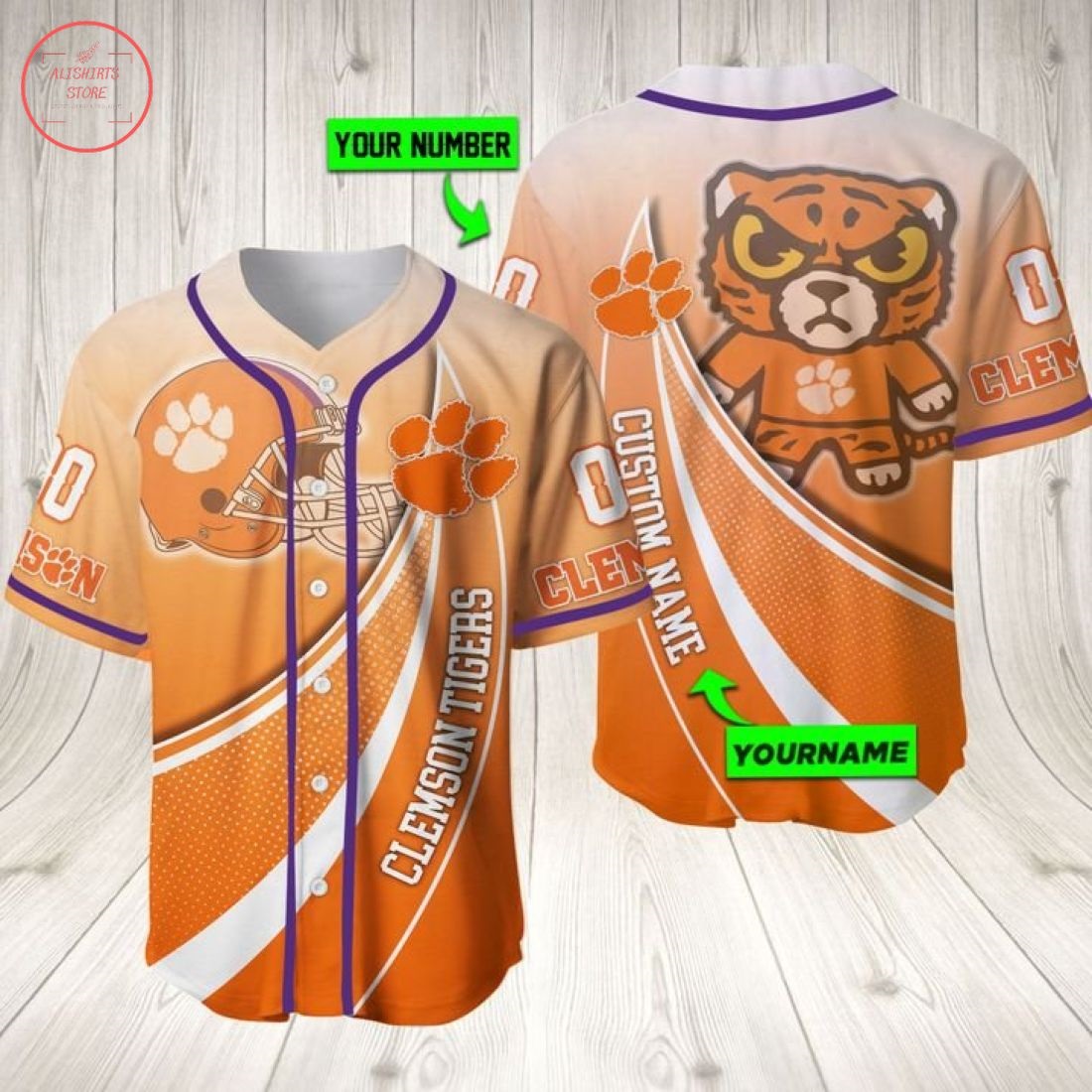 Clemson Tigers Ncaa Personalized Baseball Jersey