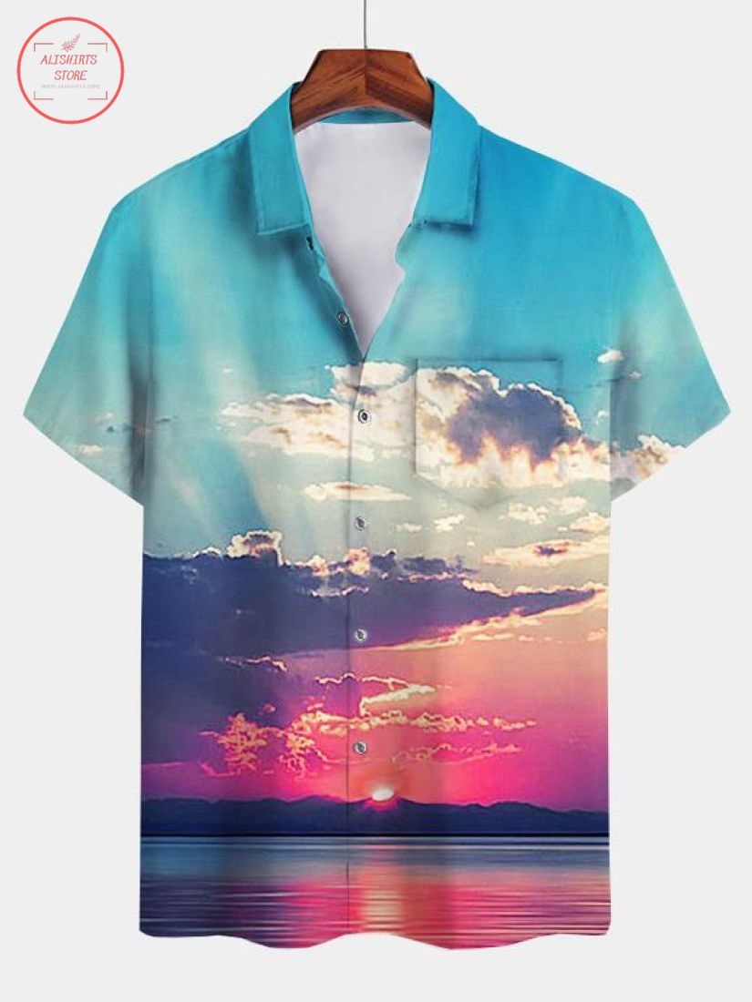 Cotton-Blend Square Neck Vintage Hawaiian Shirt