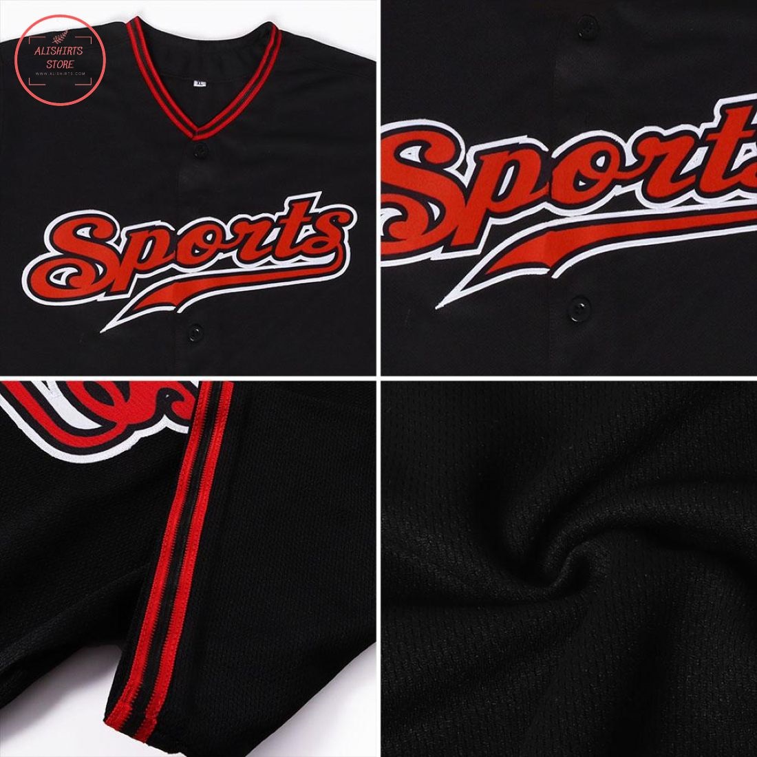 Custom Black Red White Baseball Jersey