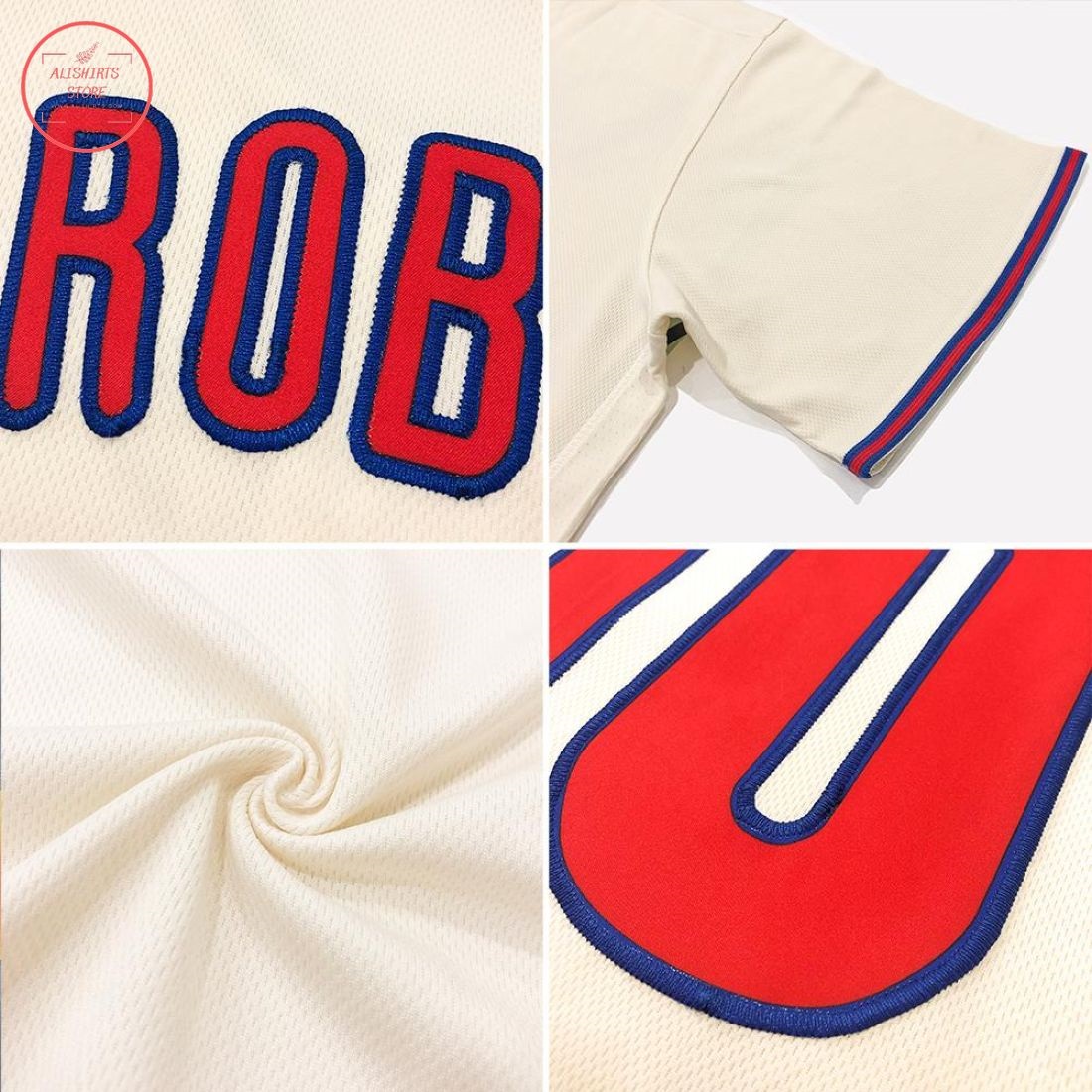 Custom Cream Red-Royal American Flag Baseball Jersey