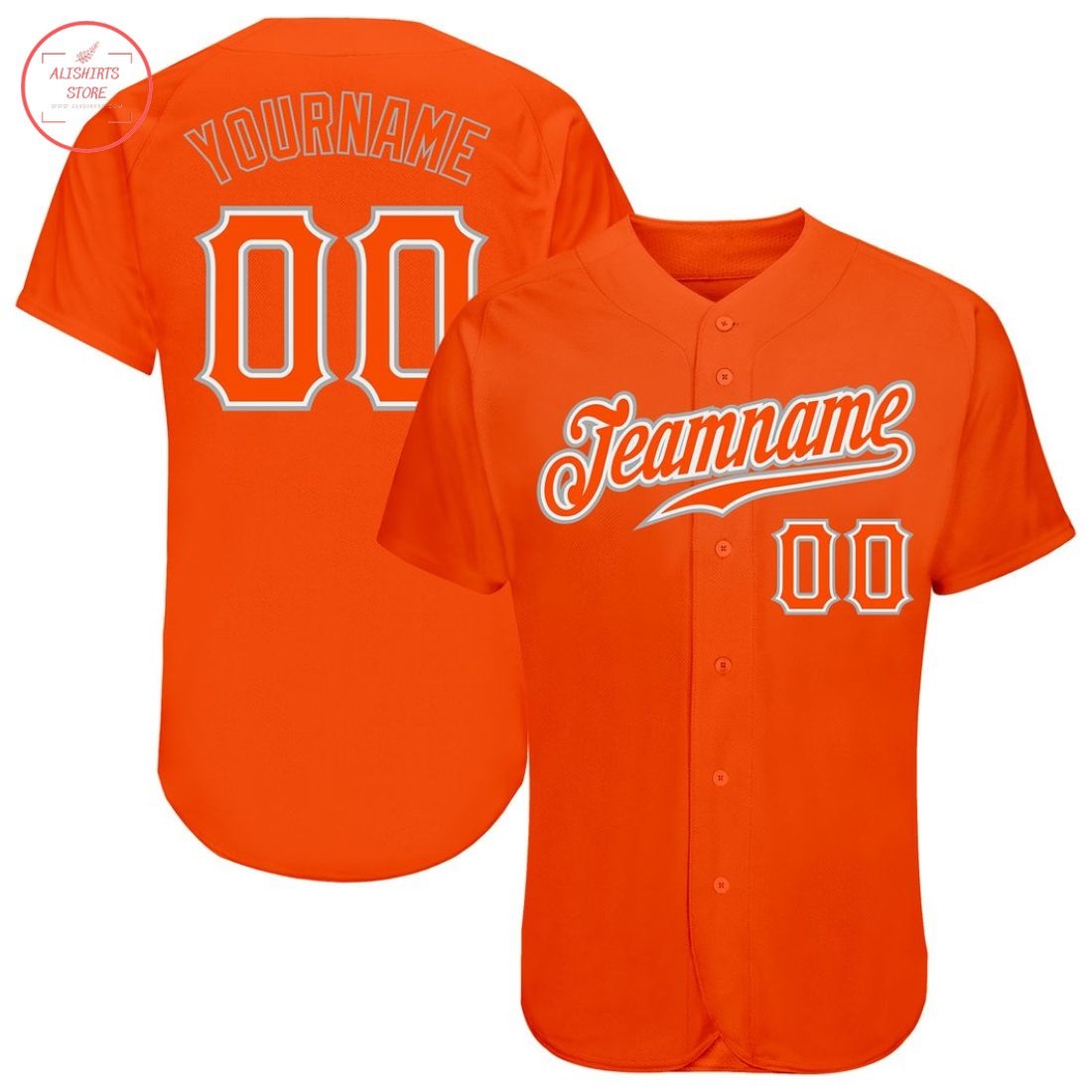 Custom Orange Orange Gray Baseball Jersey