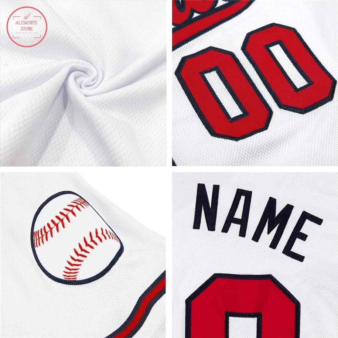 Custom White Red Black Baseball Jersey