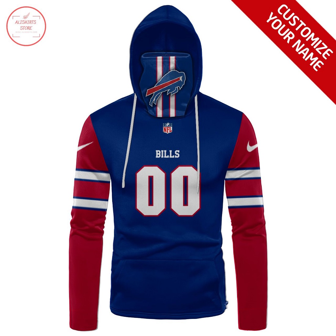 Custom name NFL Buffalo Bills Gaiter Hoodie