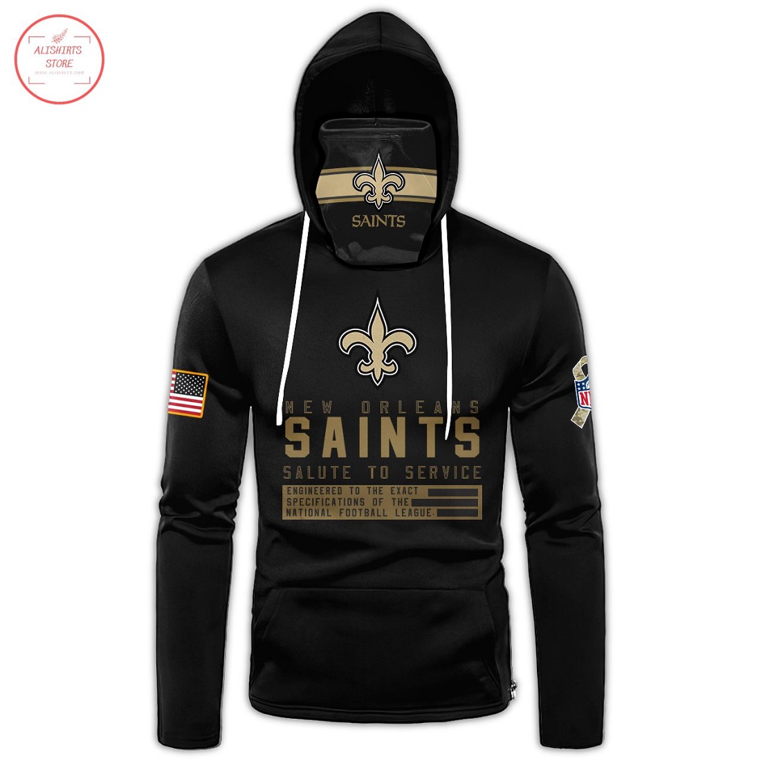 Custom name NFL New Orleans Saints Gaiter Hoodie