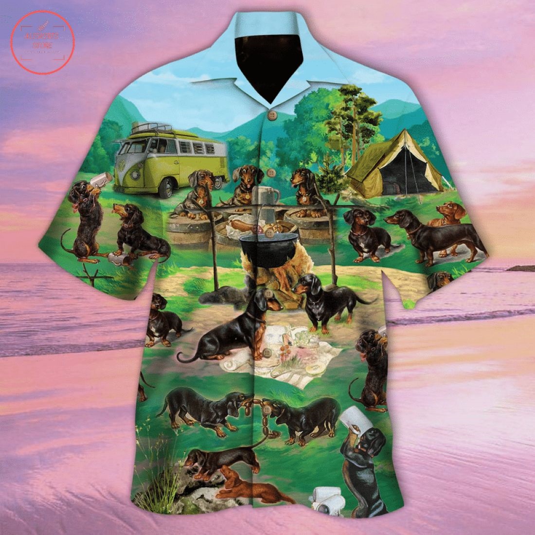 Dachshunds Go Camping Hawaiian Shirt
