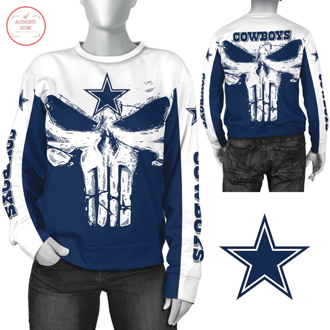 Dallas Cowboys NFL Punisher Skull Sweatshirt