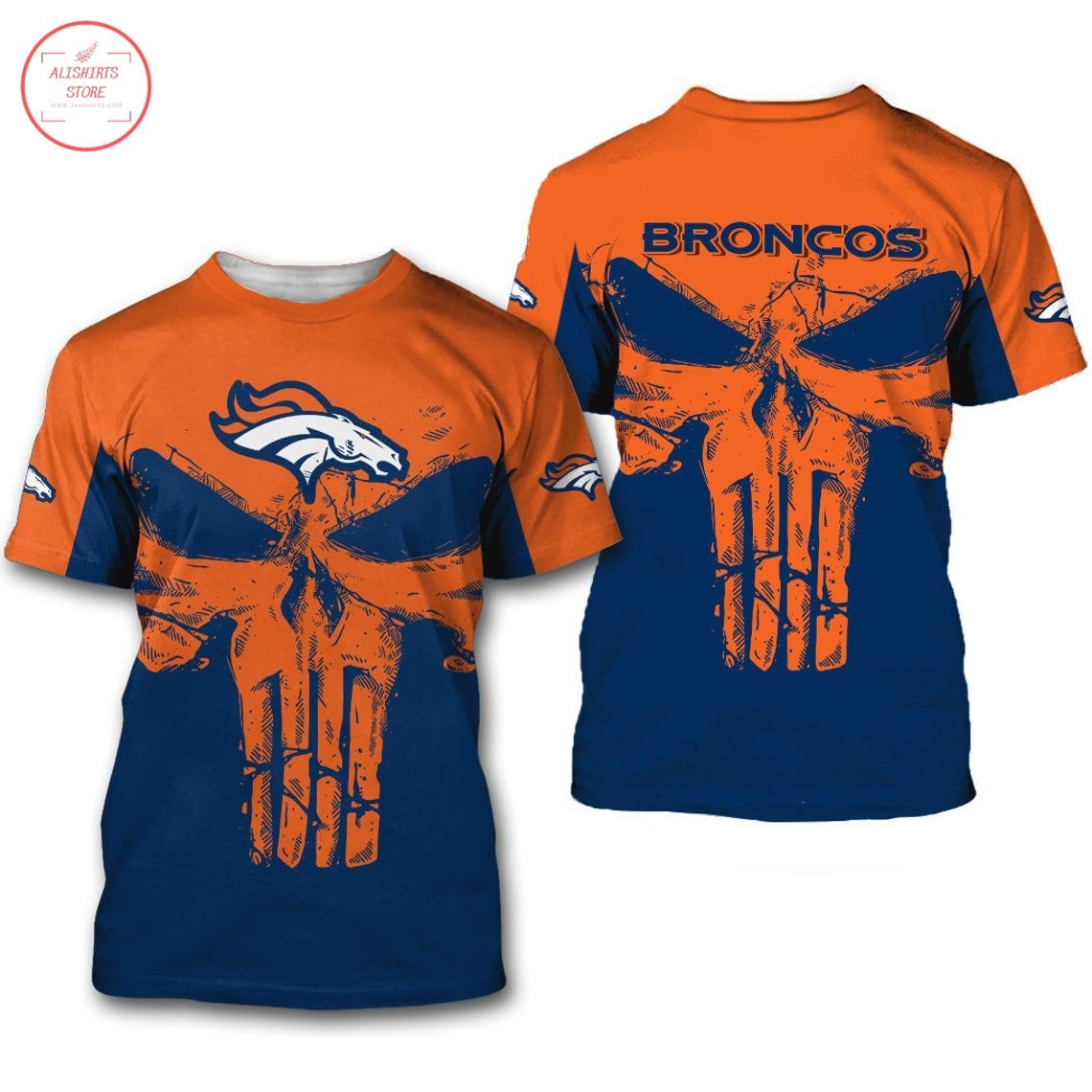 Denver Broncos Punisher Skull Shirt