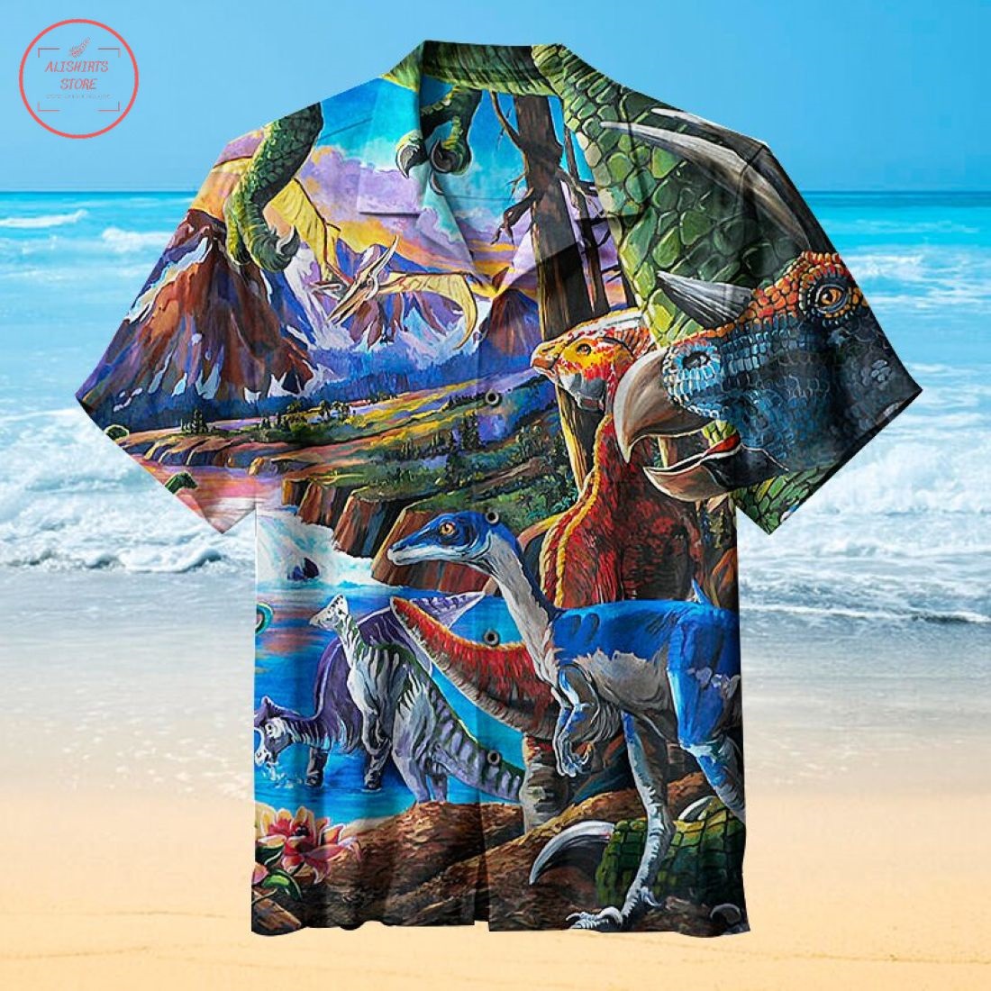 Dinosaur roaming Hawaiian Shirt