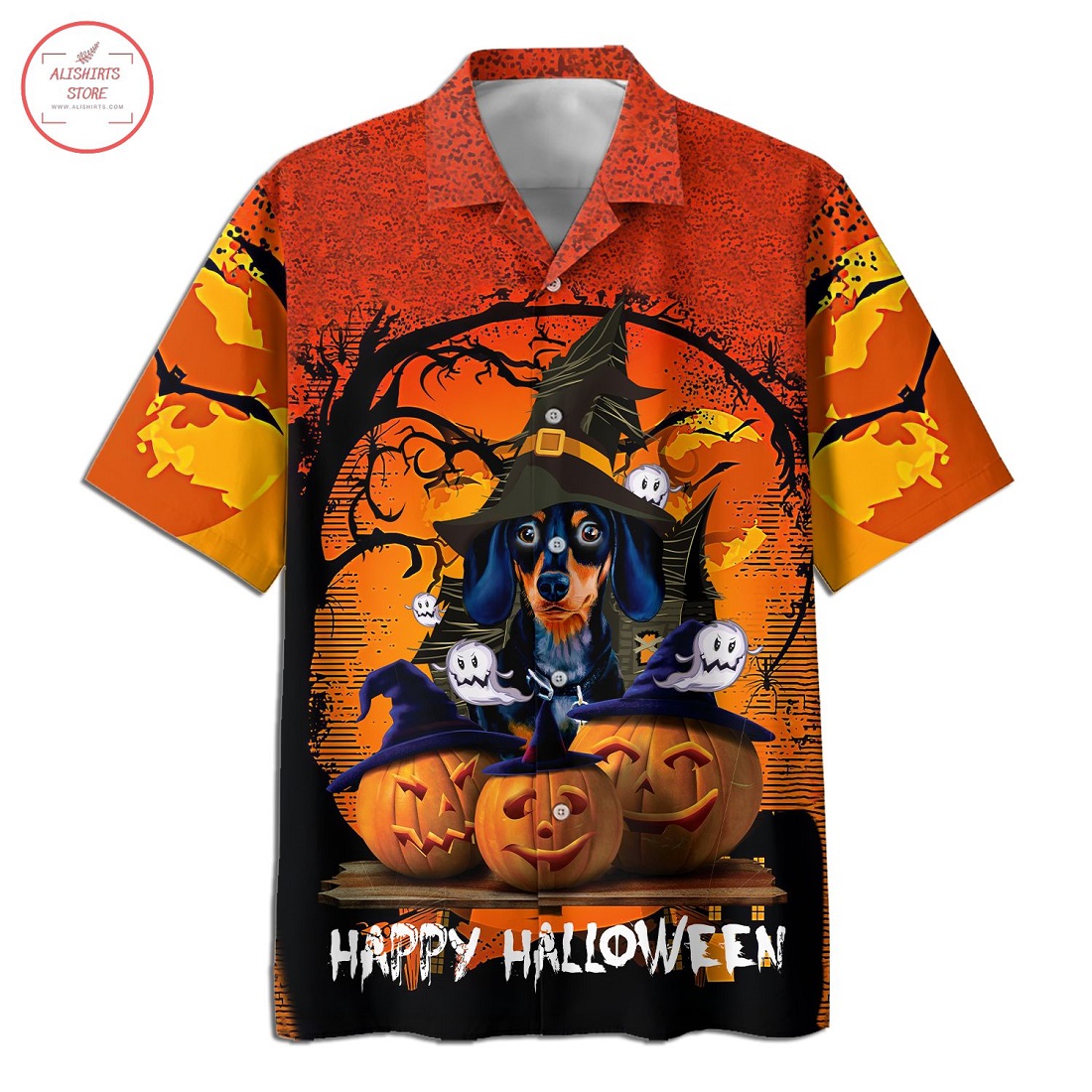 Dog and pumpkin Halloween Hawaiian Shirt