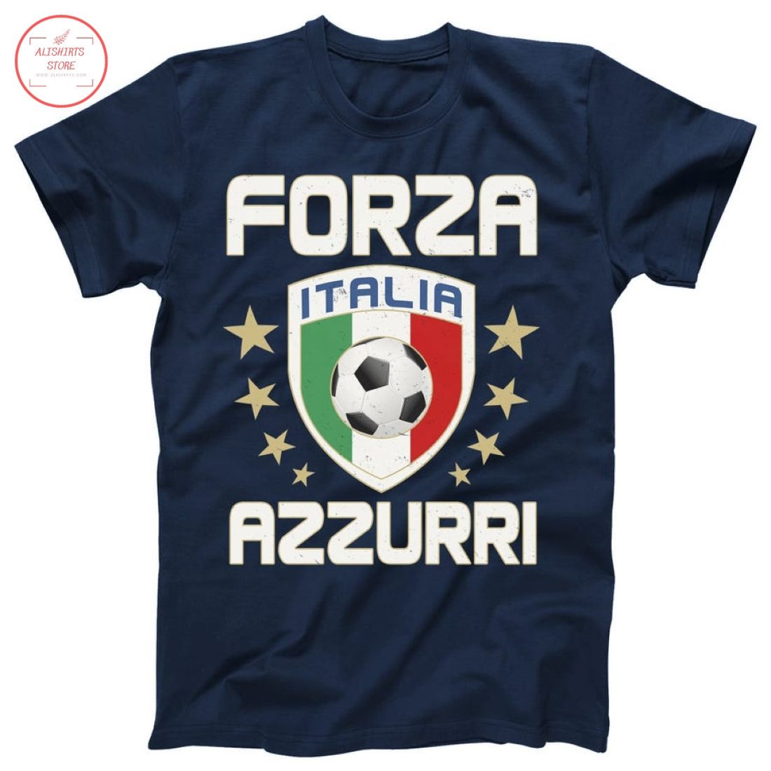 Forza Azzurri Italia Logo Soccer Team Shirt