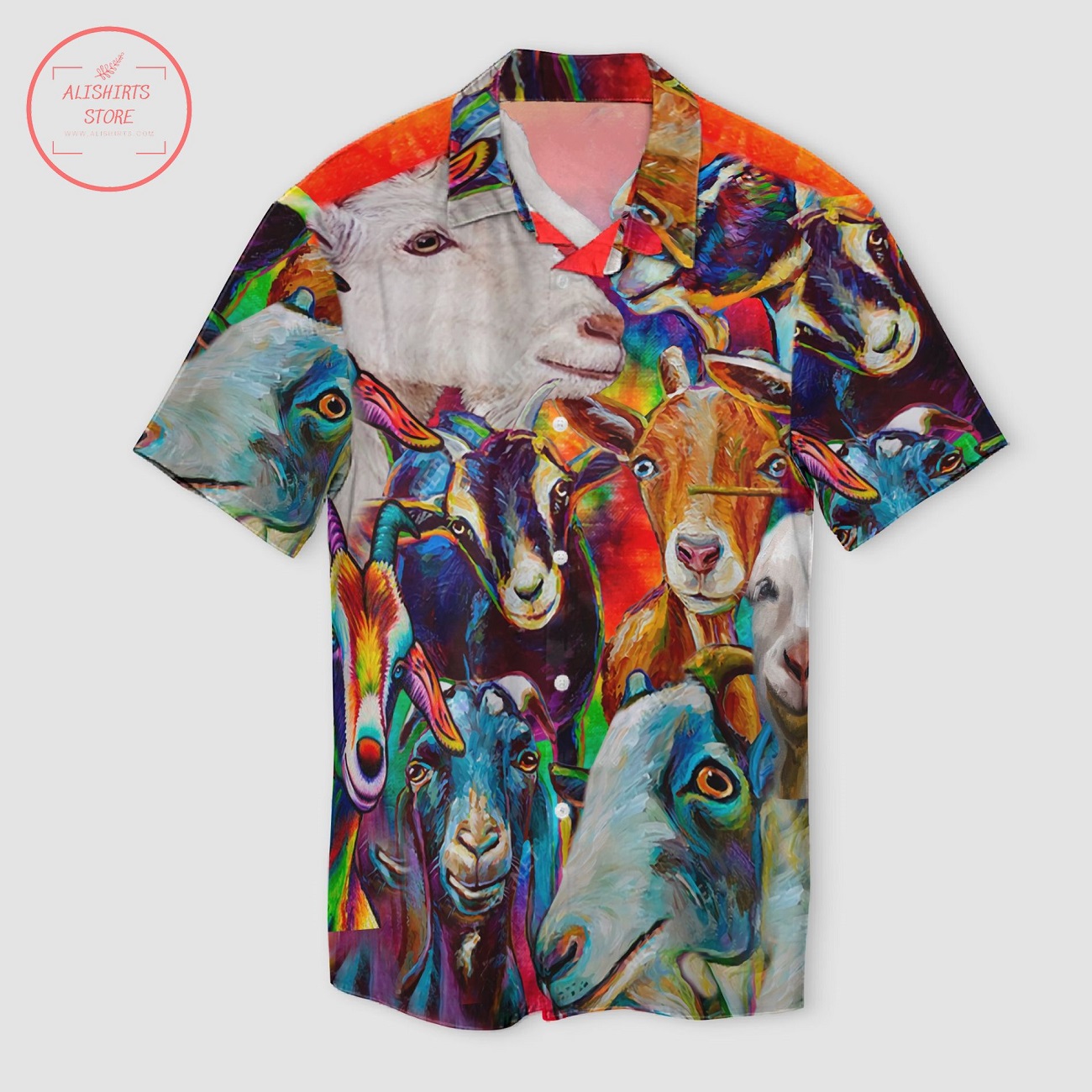 Funny Goat Colorful Hawaii Shirt
