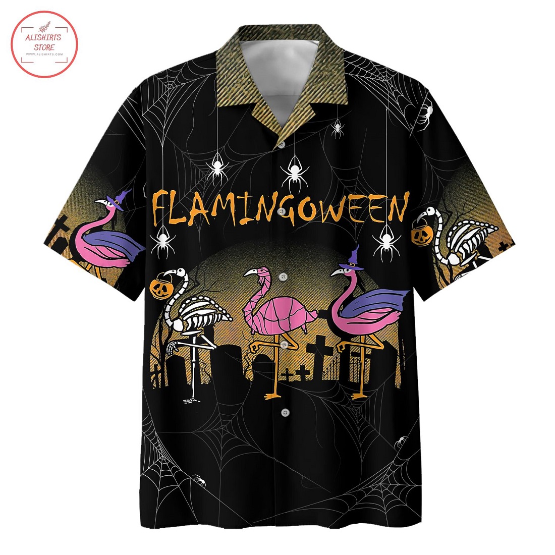 Halloween Flamingo Hawaiian Shirt