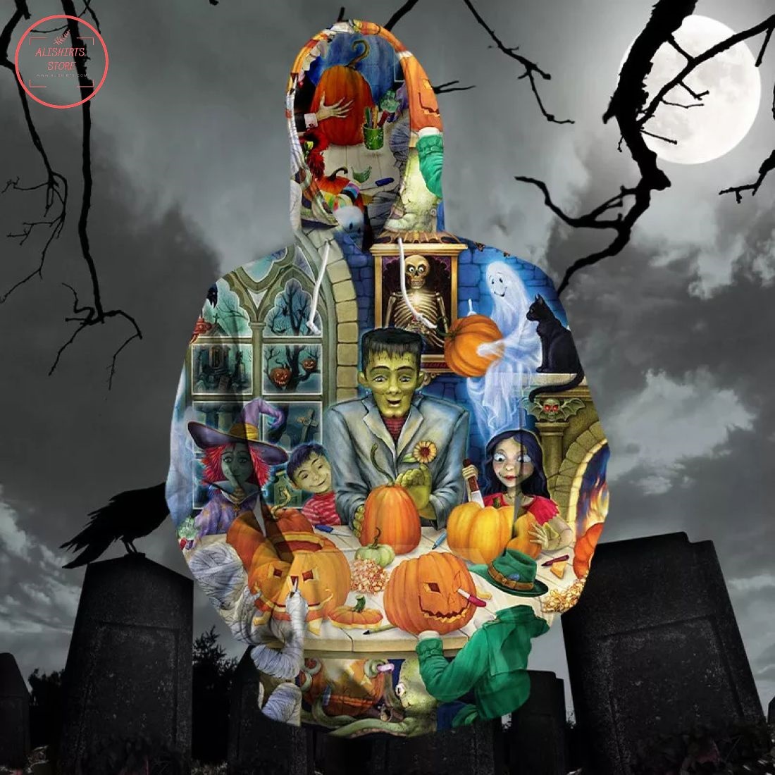 Halloween Haunted House Party 3D Hoodie
