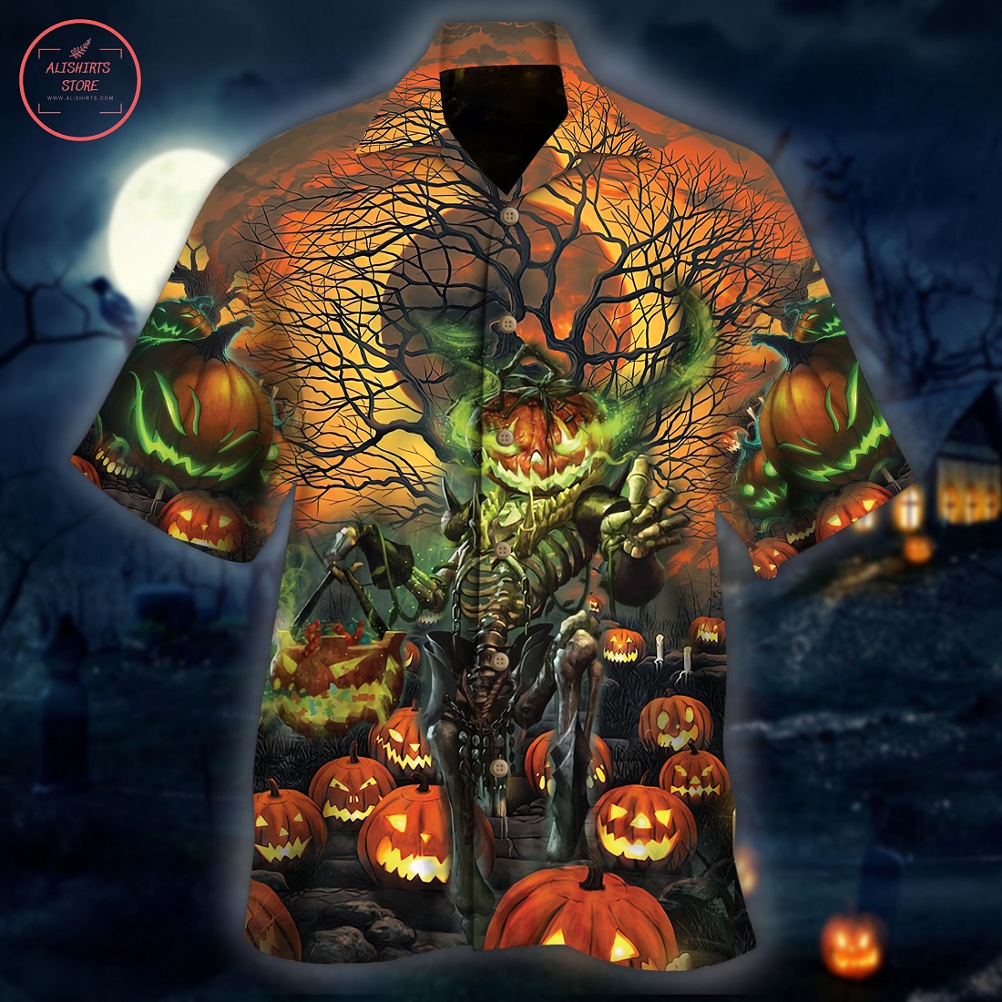 Halloween Moon Night Hawaiian Shirt