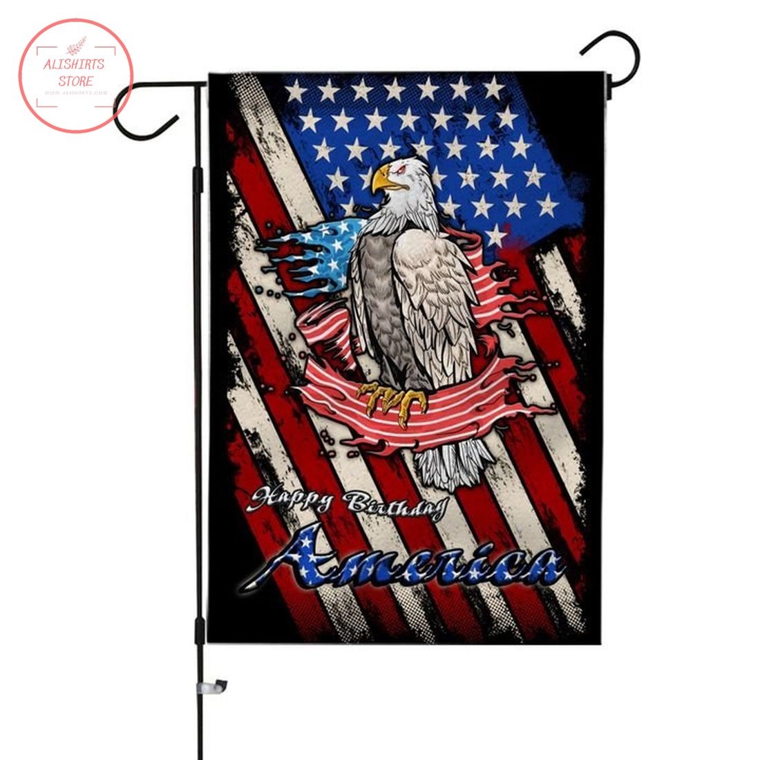 Happy Birthday America 4th Of July Bald Eagle Flag