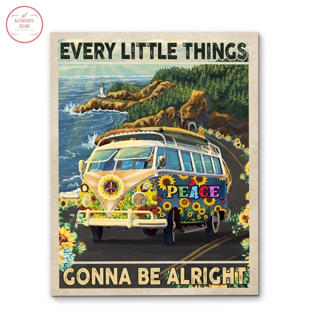 Hippie Bus Every Little Things Gonna Be Alright Canvas