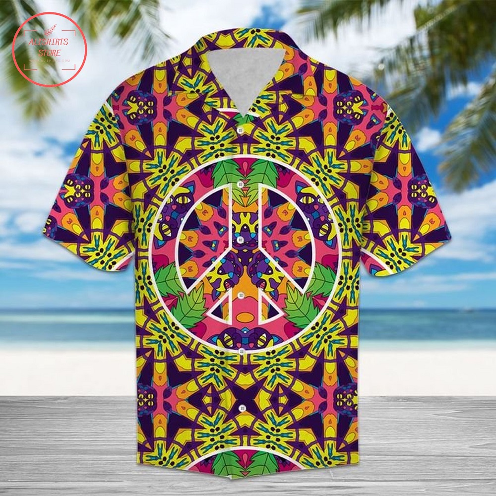 Hippie Peace Freaks Cats Hawaiian Shirt Summer Button Up