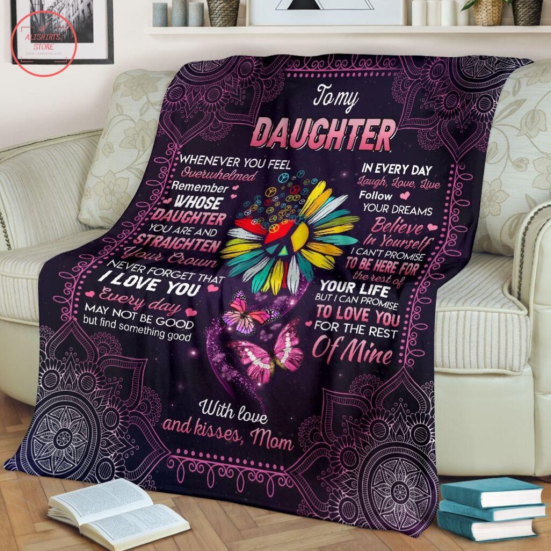 Hippie To My Daughter Fleece Blanket