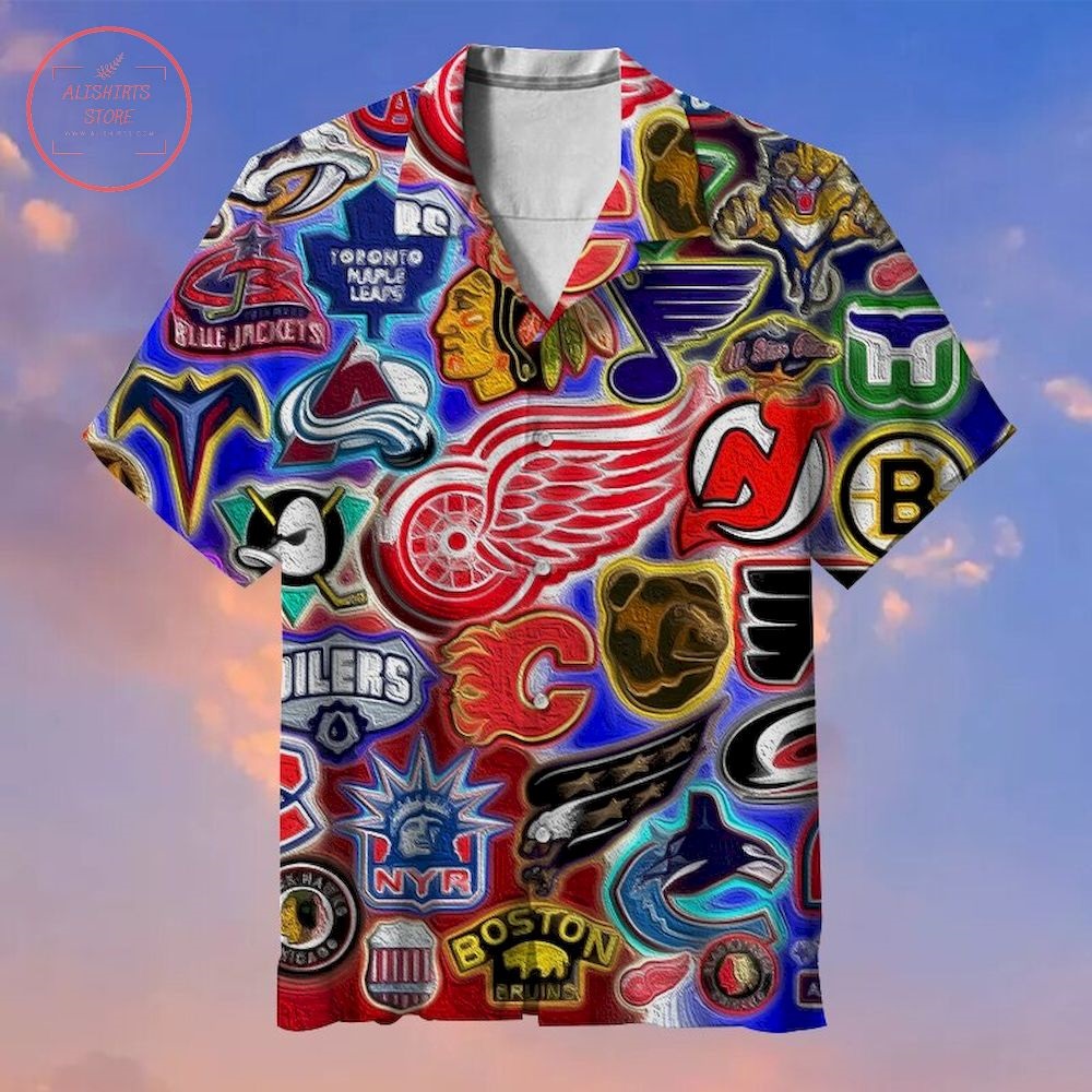 Hockey League Team Logo Collection Hawaiian Shirt