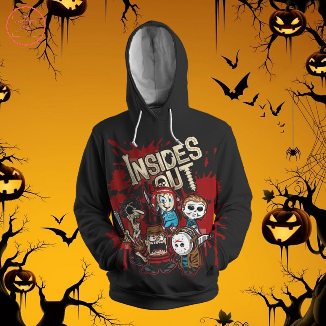 Horror Characters Inside Out 3D Hoodie