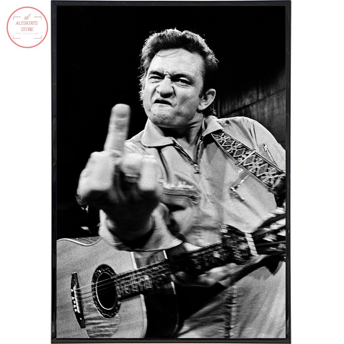 Johnny Cash Middle Finger Canvas Wall Art