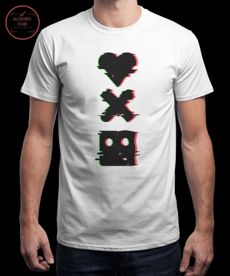 Love Digital Glitch Text Effect Shirt