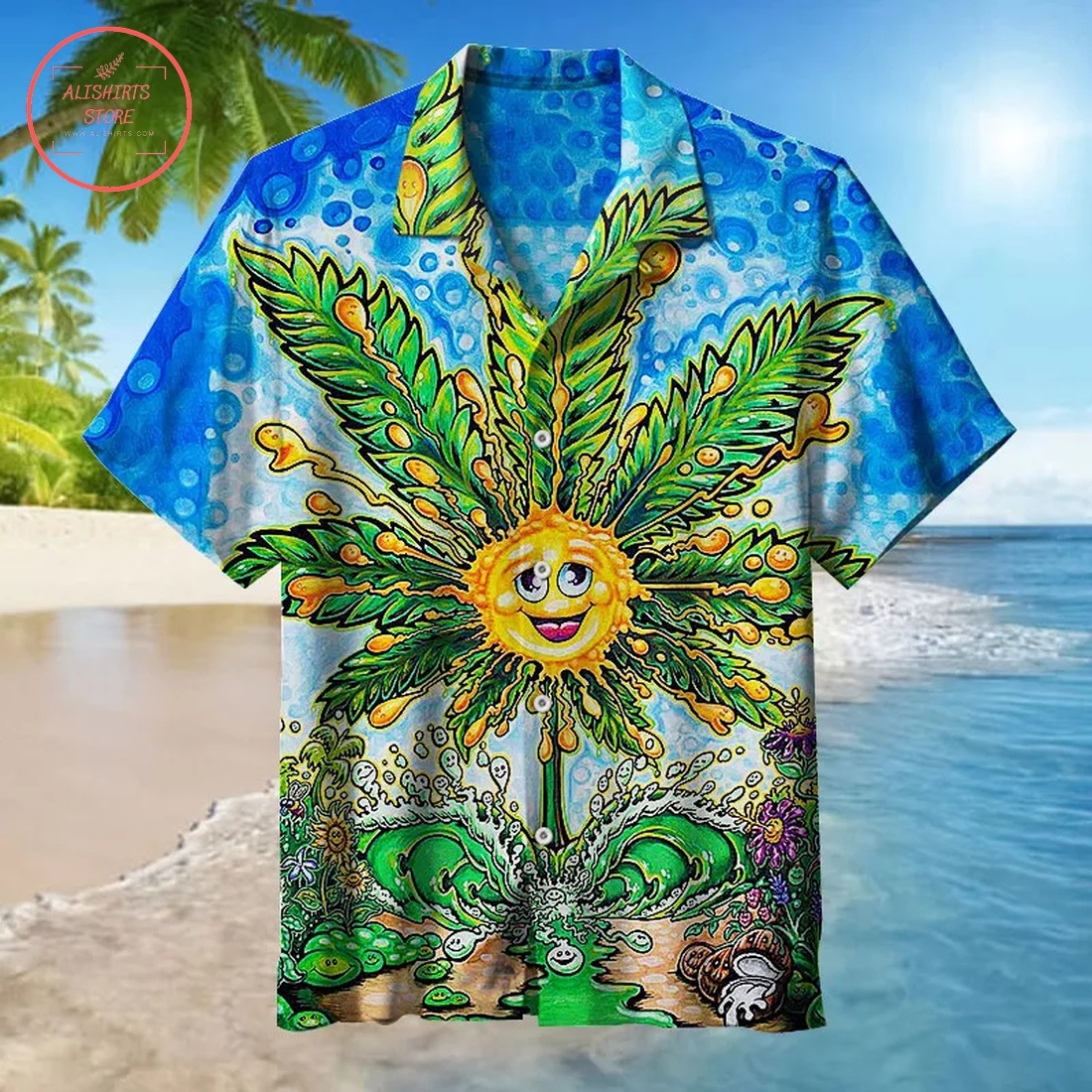 Marijuana Smiley Hawaiian Shirt