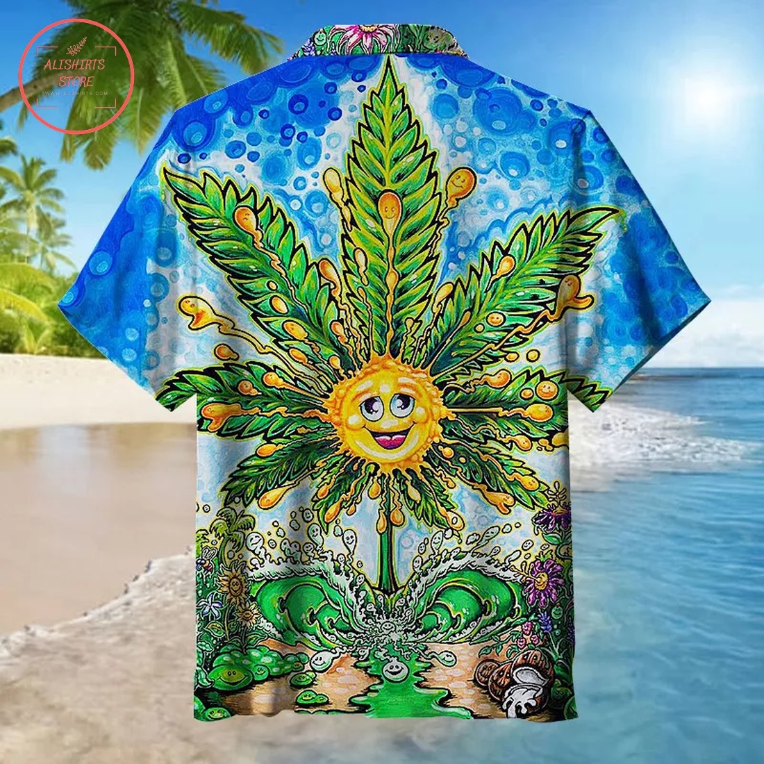 Marijuana Smiley Hawaiian Shirt