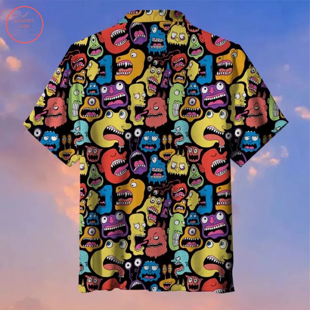 Monster Faces Pattern Art Hawaiian Shirt