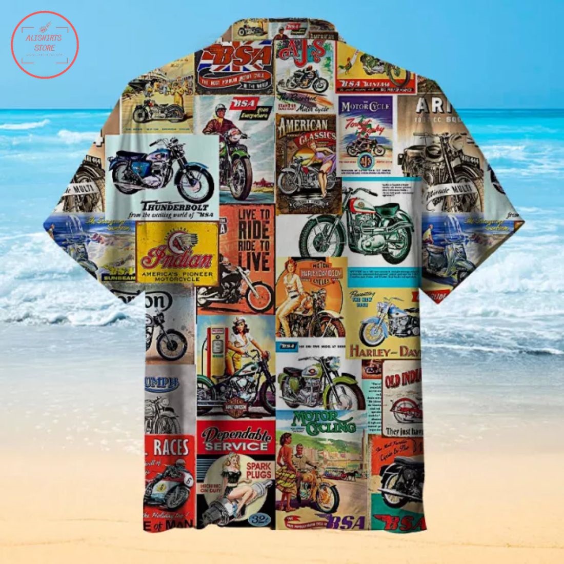 Motorcycle poster cover Hawaiian Shirt
