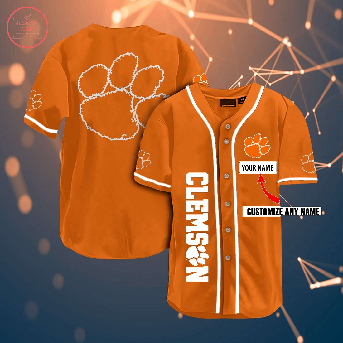 Ncaa Clemson Tigers Personalized Name Baseball Jersey