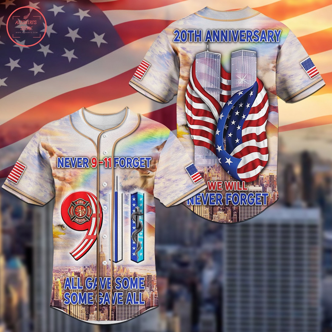 Never Forget 9.11 All Gave Some Baseball Jersey