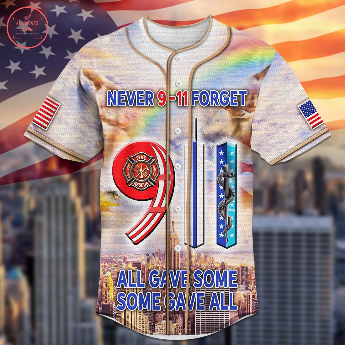 Never Forget 9.11 All Gave Some Baseball Jersey