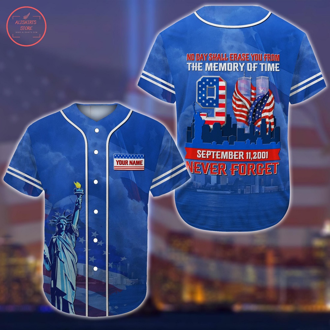 Never Forget 9.11 Custom Name Baseball Jersey