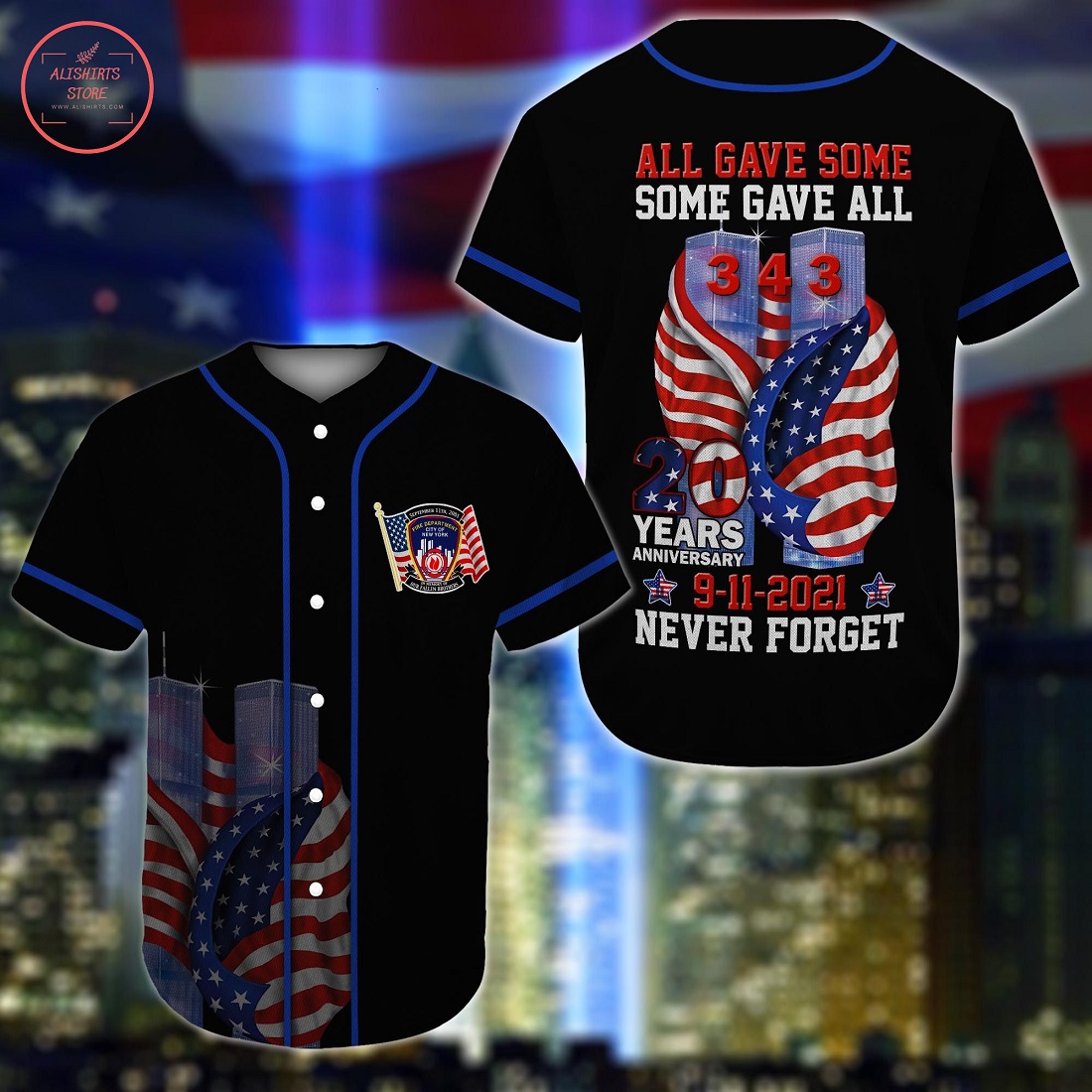 Never Forget September 11th Baseball Jersey