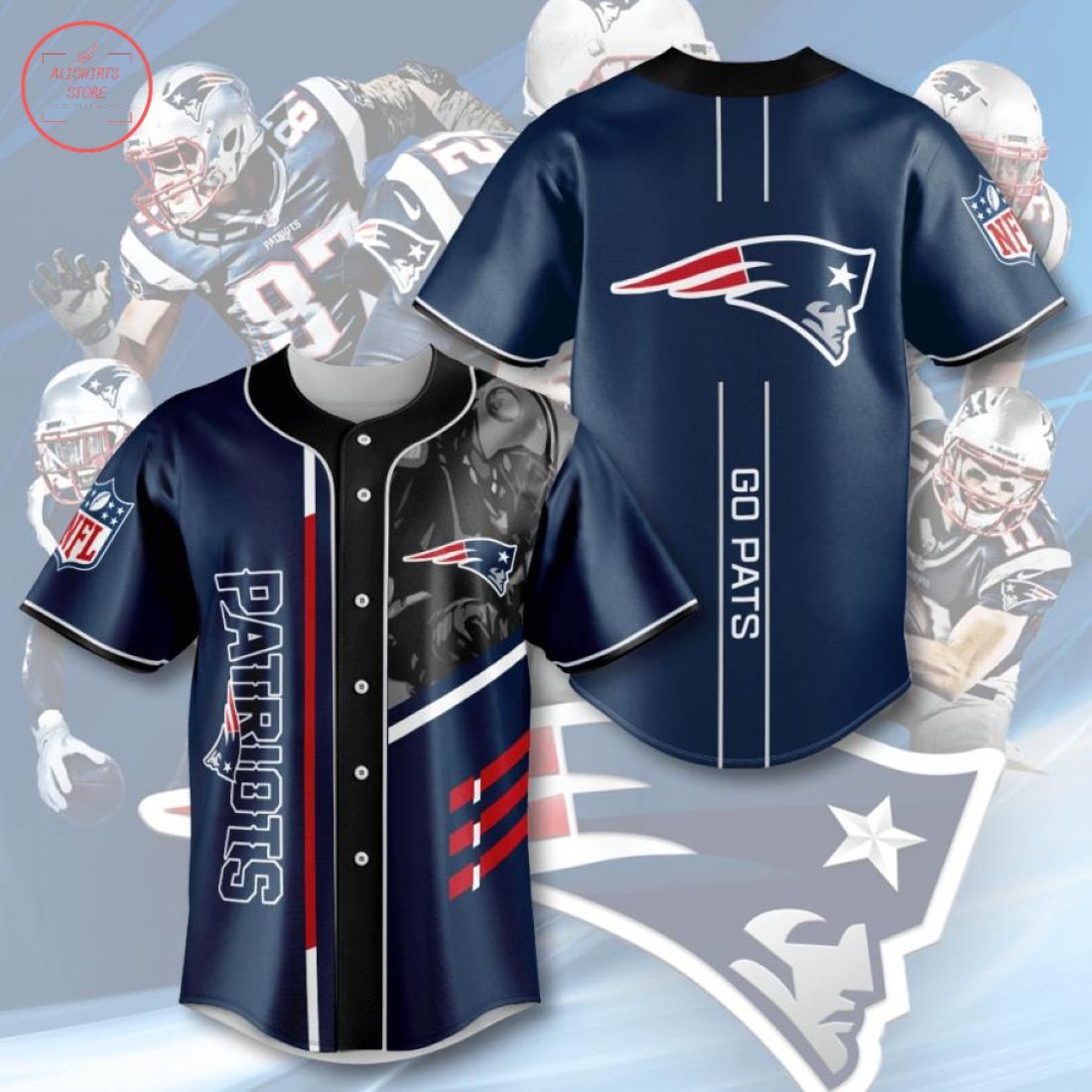 New England Patriots NFL Go Pats Baseball Jersey