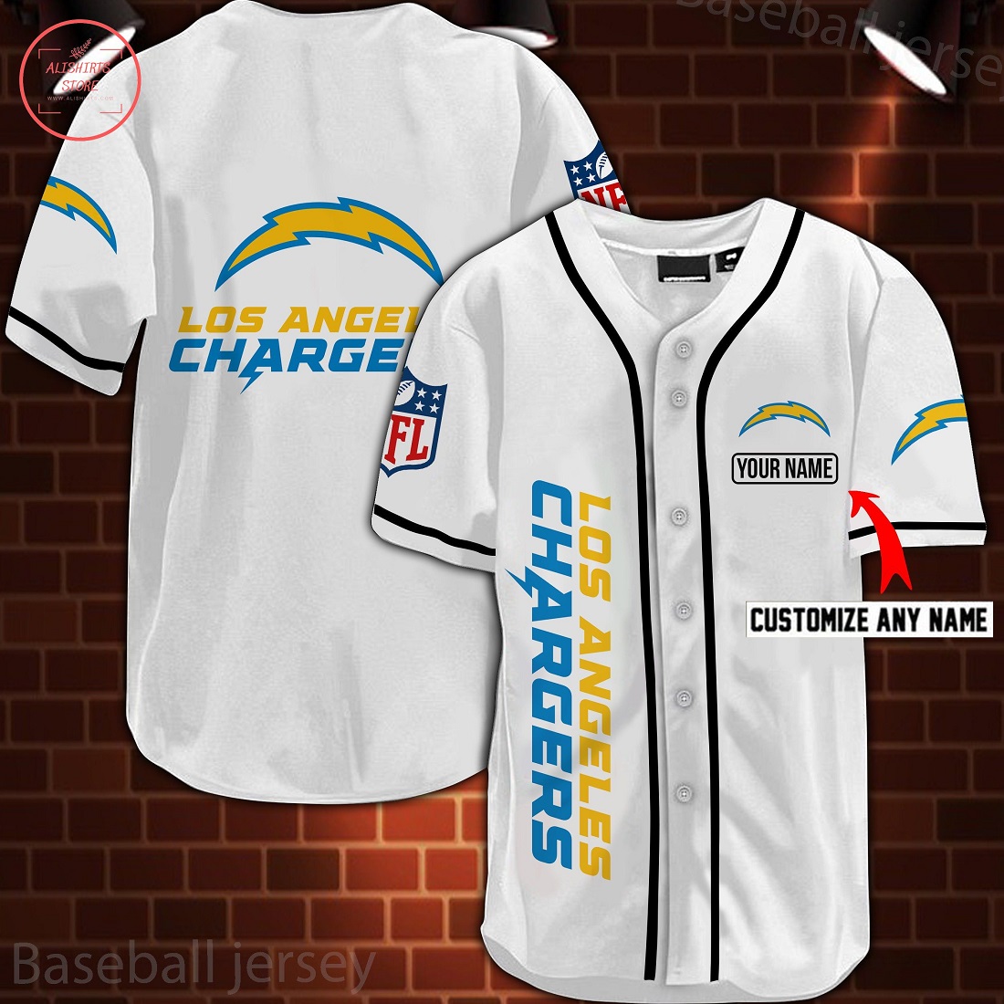 Nfl Los Angeles Chargers Personalized Baseball Jersey