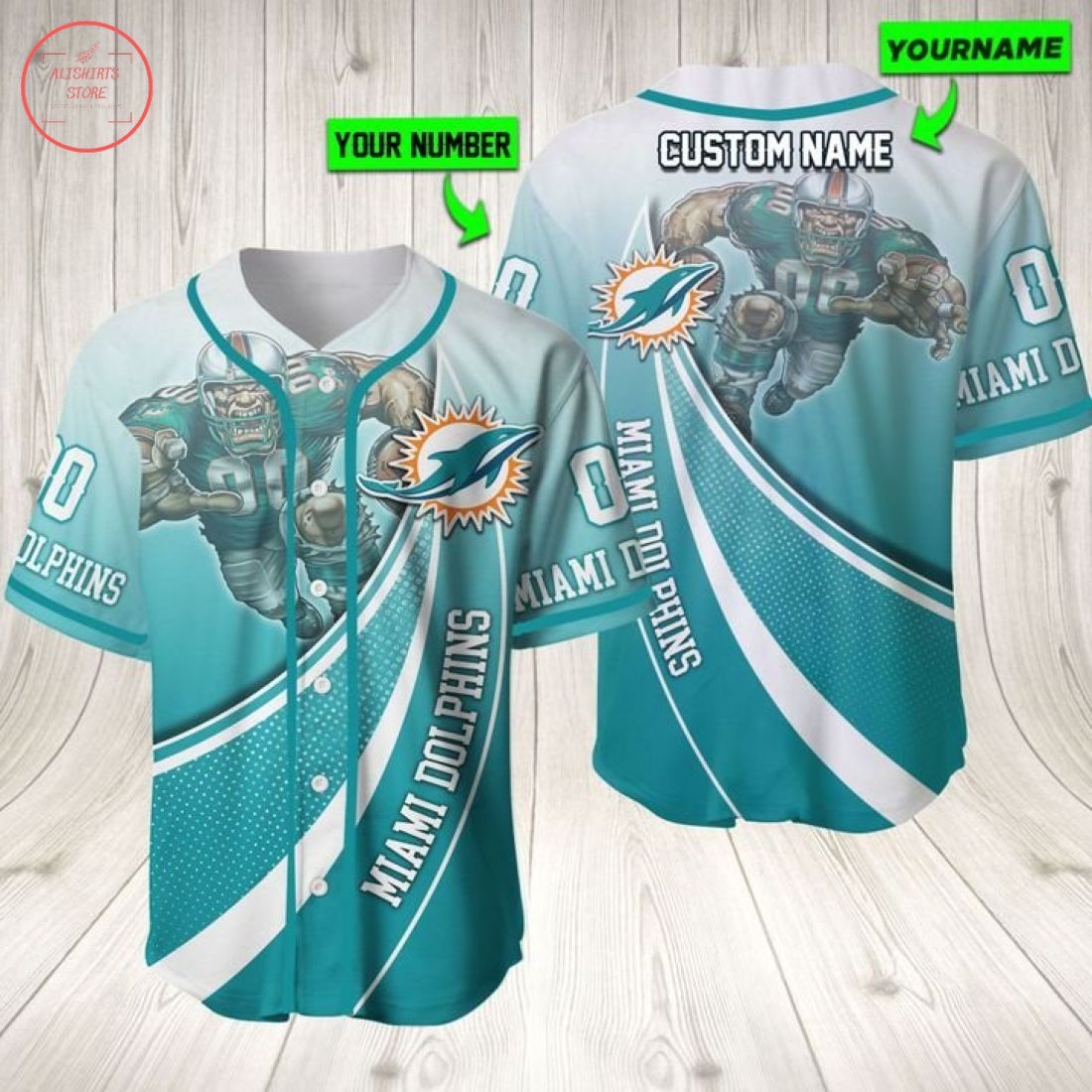 Nfl Miami Dolphins Personalized Baseball Jersey